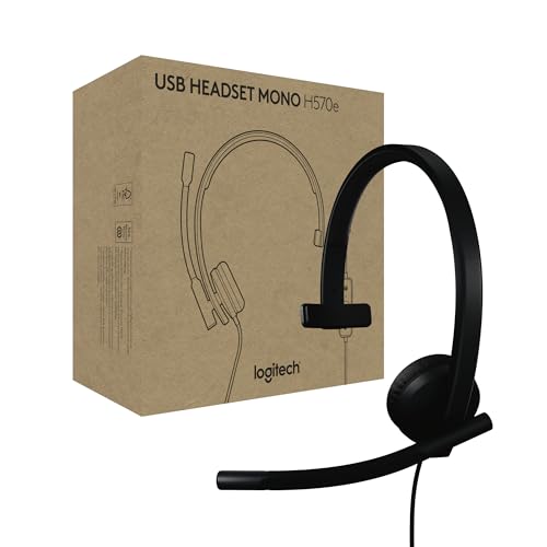 Logitech H570e USB-Headset mit Mikrofon für PC und Mac, kabelgebundenes USB-C-Headset mit Mono-Sound, Mikrofonen mit Geräuschunterdrückung, zertifiziert für Microsoft Teams, Schwarz von Logitech