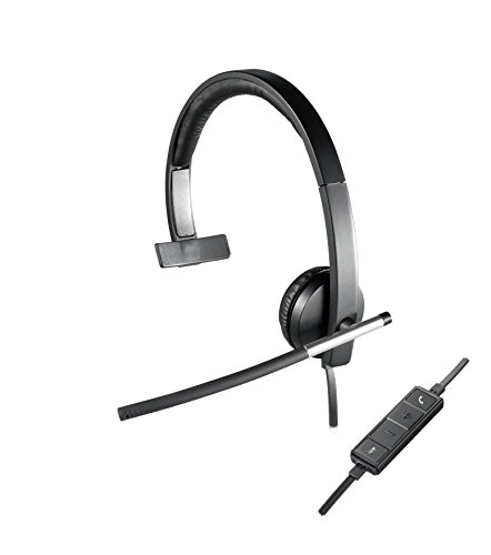 Logitech H650e Kopfhörer mit Mikrofon, Mono-Headset, Rauschunterdrückung, Lautstärkeregelung und Stummschaltung am Kabel, LED-Anzeige, USB-Anschluss, PC/Mac/Laptop - Schwarz/Silber von Logitech Business