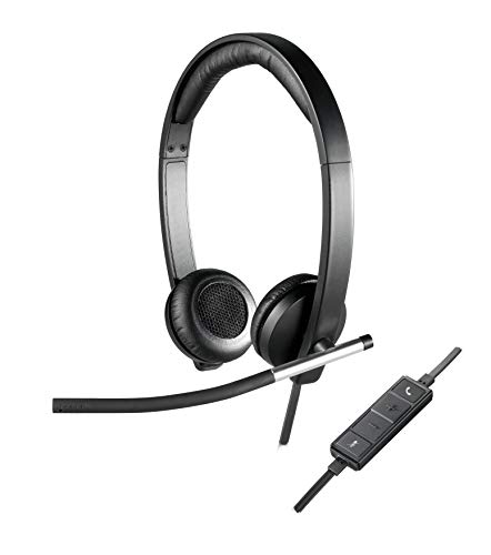 Logitech H650e Kopfhörer mit Mikrofon, Stereo-Headset, Rauschunterdrückung, Lautstärkeregelung und Stummschaltung am Kabel, LED-Anzeige, USB-Anschluss, PC/Mac/Laptop - Schwarz von Logitech