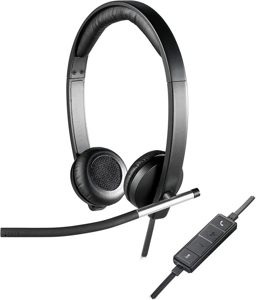 Logitech H650e Kopfhörer mit Mikrofon, USB-Anschluss, PC/Mac/Laptop - Schwarz Stereo-Headset von Logitech