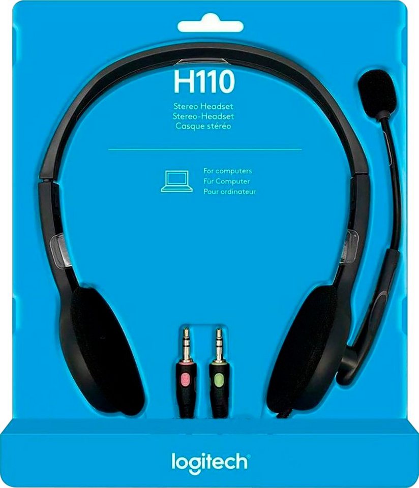 Logitech Headset H110 Audio Klinke Stereo mit Mikrofon schwarz 981-000271 Headset von Logitech