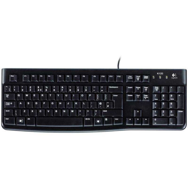 Logitech K120 Business Tastatur, US-Layout kabelgebunden, USB, schwarz, mit Spritzwasserschutz und nahezu geräuschlosem Anschlag von Logitech