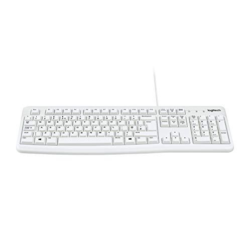 Logitech K120 Kabelgebundene Business Tastatur für Windows und Linux, USB-Anschluss, Leises Tippen, Robust, Spritzwassergeschützt, Tastaturaufsteller, Deutsches QWERTZ-Layout - Weiß von Logitech