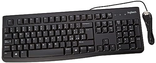 Logitech K120 Kabelgebundene Business Tastatur für Windows und Linux, USB-Anschluss, Leises Tippen, Robust, Spritzwassergeschützt, Tastaturaufsteller, Italienisches QWERTY-Layout - Schwarz von Logitech