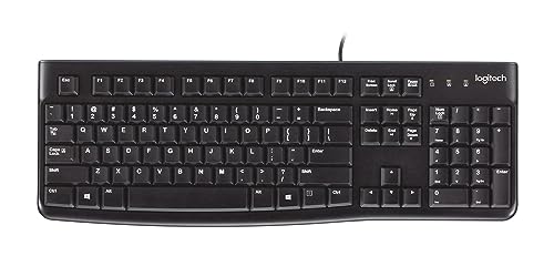 Logitech K120 Kabelgebundene Business Tastatur für Windows und Linux, USB-Anschluss, Leises Tippen, Robust, Spritzwassergeschützt, Tastaturaufsteller, Niederländisches QWERTY-Layout - Schwarz von Logitech