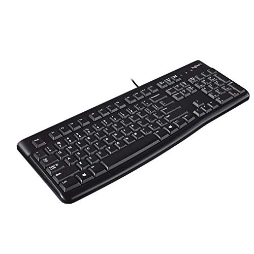 Logitech K120 Kabelgebundene Business Tastatur für Windows und Linux, USB-Anschluss, Leises Tippen, Robust, Spritzwassergeschützt, Tastaturaufsteller, Skandinavisches QWERTY-Layout - Schwarz von Logitech