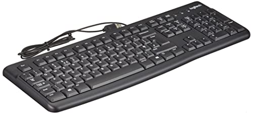 Logitech K120 Kabelgebundene Business Tastatur für Windows und Linux, USB-Anschluss, Leises Tippen, Robust, Spritzwassergeschützt, Tastaturaufsteller, UK QWERTY-Layout - Schwarz von Logitech
