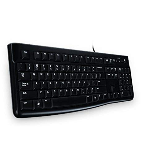 Logitech K120 Kabelgebundene Tastatur für Windows, USB-Anschluss, Leises Tippen, Robust, Spritzwassergeschützt, Einstellbare Tastaturaufsteller, Griechisches Layout - Schwarz von Logitech