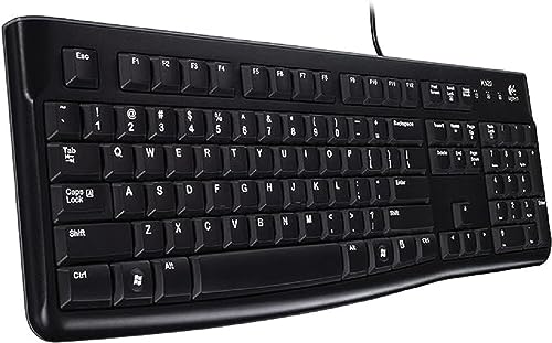 Logitech K120 Kabelgebundene Tastatur für Windows, USB-Anschluss, Leises Tippen, Robust, Spritzwassergeschützt, Einstellbare Tastaturaufsteller, Russisches Layout - Schwarz von Logitech