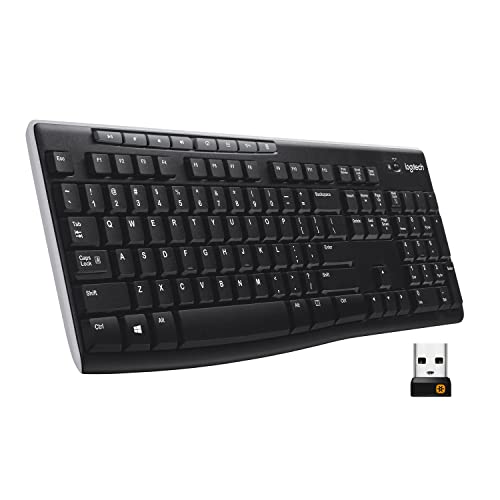 Logitech K270 Kabellose Tastatur für Windows, 2,4 GHz kabellos, Standardgröße, Nummernblock, 8 Sondertasten, 2 Jahre Batterielaufzeit, Kompatibel mit PC, Laptop, Deutsches QWERTZ-Layout - Schwarz von Logitech