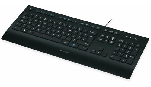 Logitech K280e Pro Kabelgebundene Business Tastatur für Windows, Linux und Chrome, USB-Anschluss, Handballenauflage, Spritzwassergeschützt, PC/Laptop, Deutsches QWERTZ-Layout - Schwarz von Logitech