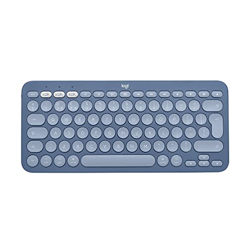 Logitech K380 Multi-Device Bluetooth Tastatur für Mac, Einfaches Umschalten zwischen bis zu 3 Geräten, Scissor-Tasten, 2 Jahre Batterie, macOS, iOS, iPadOS, Deutsches QWERTZ - Blau von Logitech