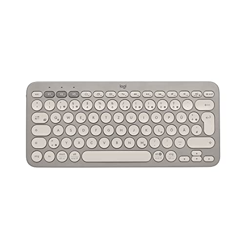 Logitech K380 Multi-Device Bluetooth Wireless Keyboard, Easy-Switch Design, Slim, tragbar, 2 Jahre Batterie, kompatibel mit PC, Laptop, Windows, Mac, iPad OS, Apple TV, Deutsches QWERTZ - Sand von Logitech