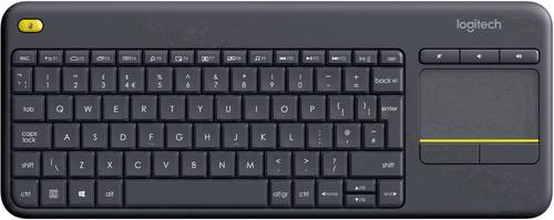 Logitech K400+ Funk Tastatur Tschechisch Schwarz Integriertes Touchpad, Maustasten, Multimediatasten von Logitech