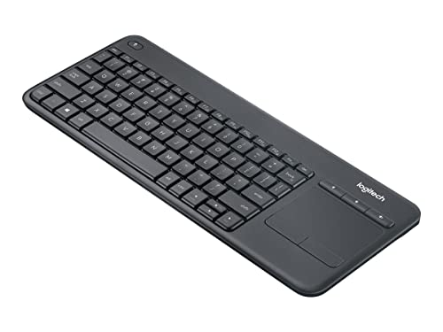 Logitech K400 Plus Kabellose TV-Tastatur mit Touchpad, 2.4 GHz Verbindung via Unifying USB-Empfänger, Programmierbare Multimedia-Tasten, Windows/Android/ChromeOS, Tschechisch QWERTZ-Layout - Schwarz von Logitech