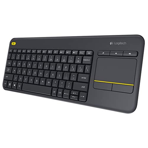 Logitech K400 Plus Kabellose Touch-TV-Tastatur mit integriertem Touchpad, Belgisches AZERTY-Layout - Schwarz von Logitech