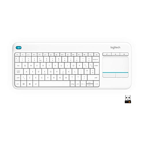 Logitech K400 Plus Kabellose Touch-TV-Tastatur mit integriertem Touchpad, Skandinavisches QWERTY-Layout - Weiß von Logitech