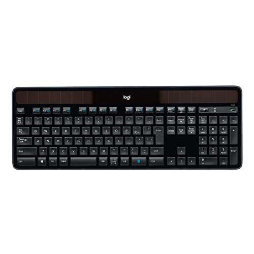 Logitech K750 Kabellose Solar Tastatur für Windows, 2,4 GHz kabellos mit USB-Unifying-Empfänger, Ultradünn, Kompatibel mit PC, Laptop, Skandinavisches QWERTY-Layout - Schwarz von Logitech