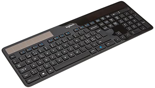 Logitech K750 Kabellose Tastatur, Solarbetrieben, 2.4 GHz Verbindung via Unifying USB-Empfänger, Hintergrundbeleuchtete Tasten, Super-Schmal & Ökologisch Angefertigt, Schweizer QWERTZ-Layout - Schwarz von Logitech