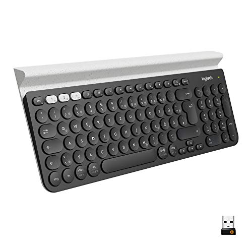 Logitech K780 Kabellose Tastatur, Bluetooth & 2.4 GHz Verbindung, Multi Device & Easy-Switch Feature, Integrierte Halterung, PC/Mac/Tablet/Smartphone, Deutsches QWERTZ-Layout - Dunkelgrau/Weiß Logitech K780 Kabellose Tastatur, Bluetooth & 2.4 GHz Verbindung, Multi Device & Easy-Switch Feature, Integrierte Halterung, PC/Mac/Tablet/Smartphone, Deutsches QWERTZ-Layout - Dunkelgrau/Weiß von Logitech