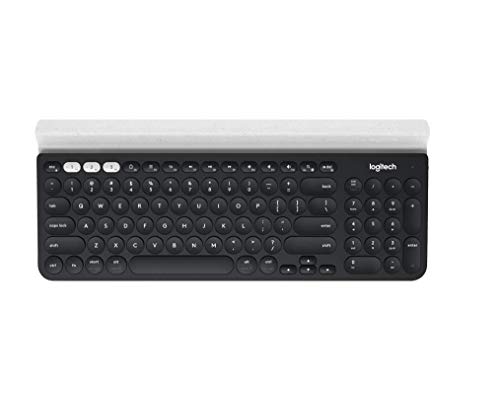 Logitech K780 Kabellose Tastatur, Bluetooth & 2.4 GHz Verbindung, Multi Device & Easy-Switch Feature, Integrierte Halterung, PC/Mac/Tablet/Smartphone, Schweizer QWERTZ-Layout - Dunkelgrau/Weiß von Logitech