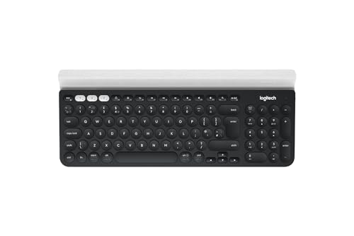 Logitech K780 Kabellose Tastatur, Bluetooth & 2.4 GHz Verbindung, Multi Device & Easy-Switch Feature, Integrierte Halterung, PC/Mac/Tablet/Smartphone, Schweizer QWERTZ-Layout - Dunkelgrau/Weiß von Logitech