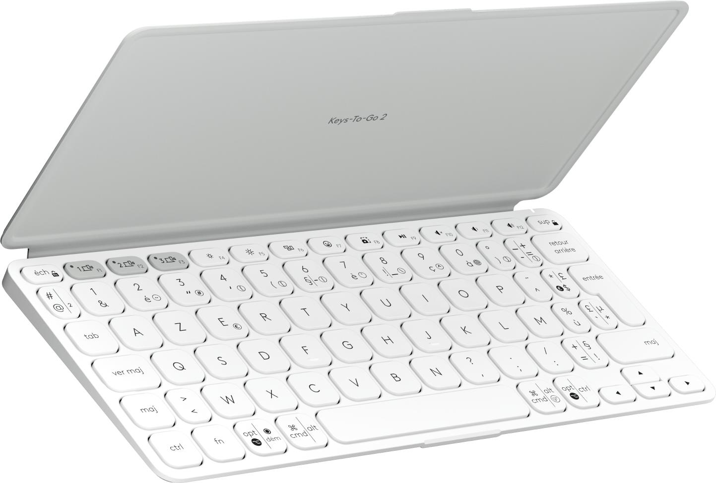 Logitech Keys-To-Go 2 - Tastatur - built-in cover - kabellos - Bluetooth LE - AZERTY - Französisch - Pale Gray (920-012968) von Logitech