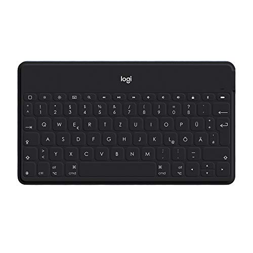 Logitech Keys-to-Go Kabellose Tablet-Tastatur, Bluetooth, iOS-Sondertasten, Ultraleicht & Geräuschlos, 3-Monate Akkulaufzeit, Fürs Tablet und Smartphone, Deutsches QWERTZ-Layout - Schwarz von Logitech