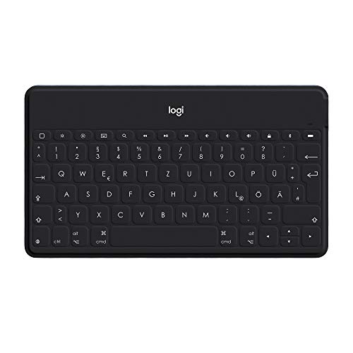 Logitech Keys-to-Go Kabellose Tablet-Tastatur, Bluetooth, iOS-Sondertasten, Ultraleicht & Geräuschlos, 3-Monate Akkulaufzeit, Fürs Tablet und Smartphone, Skandinavisches Layout - Schwarz von Logitech