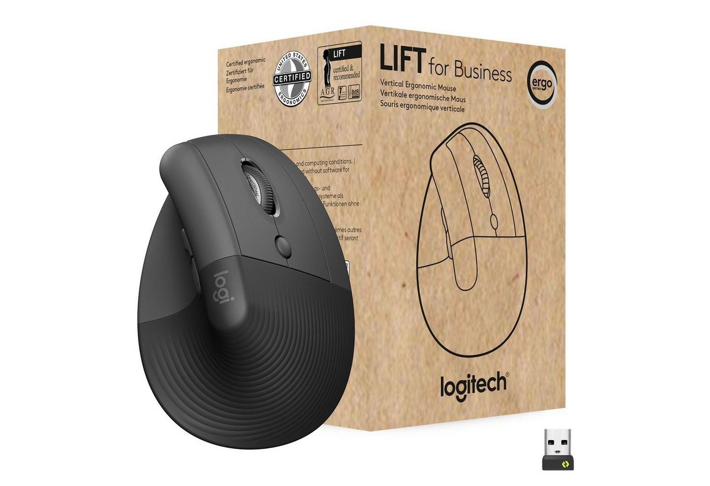 Logitech LOGITECH Wireless Mouse Lift right f.business Ergonomic bla Maus von Logitech