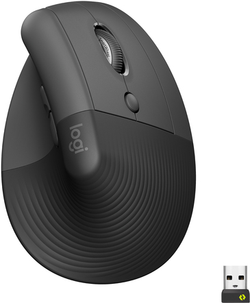 Logitech Lift Vertical Ergonomic Mouse - Vertikale Maus - ergonomisch - optisch - 6 Tasten - kabellos - Bluetooth, 2,4 GHz - Logitech Logi Bolt USB-Receiver - Graphite (910-006473) von Logitech