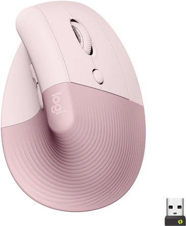 Logitech Lift Vertical Ergonomic Mouse - Vertikale Maus - ergonomisch - optisch - 6 Tasten - kabellos - Bluetooth, 2,4 GHz - Logitech Logi Bolt USB-Receiver - rosé (910-006478) von Logitech