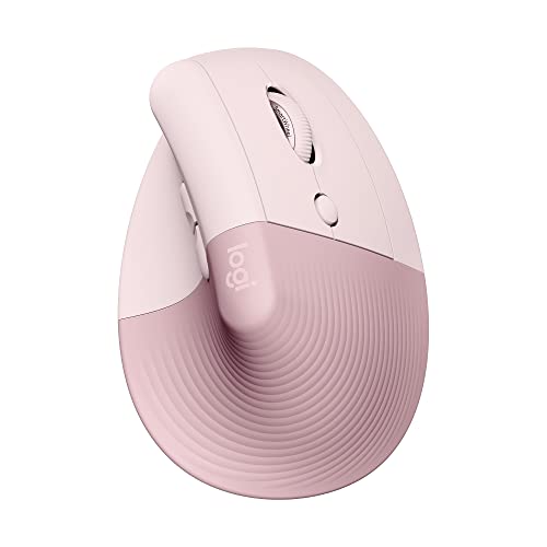 Logitech Lift Vertikale Ergonomische Maus, Kabellos, Bluetooth oder Logi Bolt USB-Empfänger, Leise Klicks, 4 Tasten, Kompatibel mit Windows/macOS/iPadOS, Laptop, PC - Rosa von Logitech