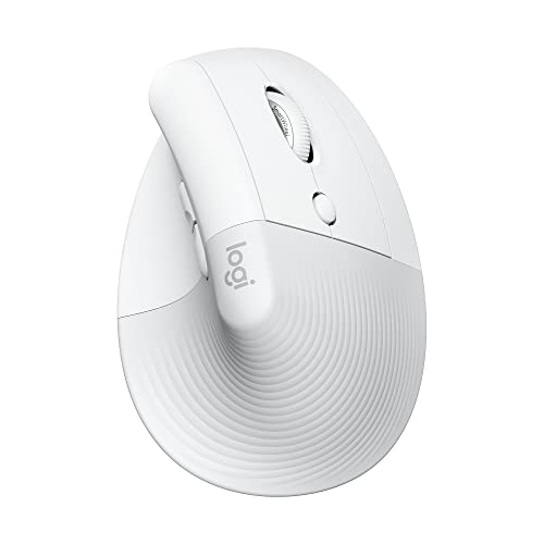 Logitech Lift Vertikale Ergonomische Maus, Kabellos, Bluetooth oder Logi Bolt USB-Empfänger, Leise Klicks, 4 Tasten, Kompatibel mit Windows/macOS/iPadOS, Laptop, PC - Weiß von Logitech