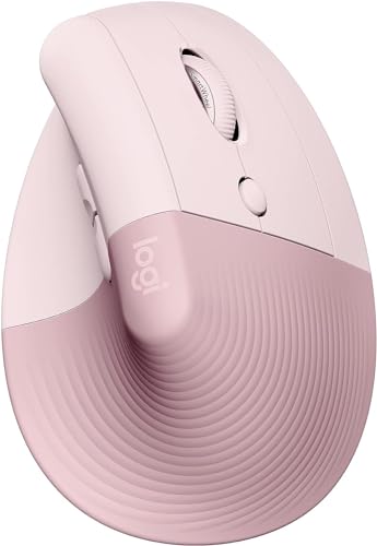 Logitech Lift Vertikale ergonomische Maus, kabellos, Bluetooth oder Logi Bolt USB-Empfänger, leises Klicken, PC, Rosa von Logitech