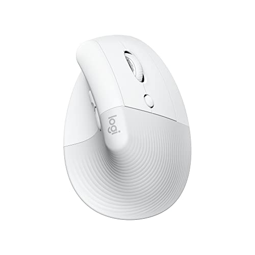 Logitech Lift für Mac, Kabellos Vertikale Ergonomische Maus, Bluetooth, Leise Klicks, Leises Smartwheel, 4 Anpassbare Tasten, Kompatibel mit macOS/iPadOS/MacBook/iMac/iPad - Weiß von Logitech