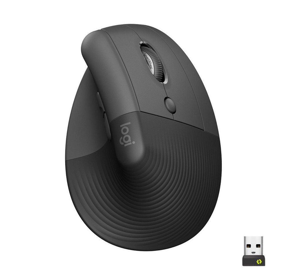 Logitech Lift - rechtshändige vertikale ergonomische Maus, Grafit Maus von Logitech