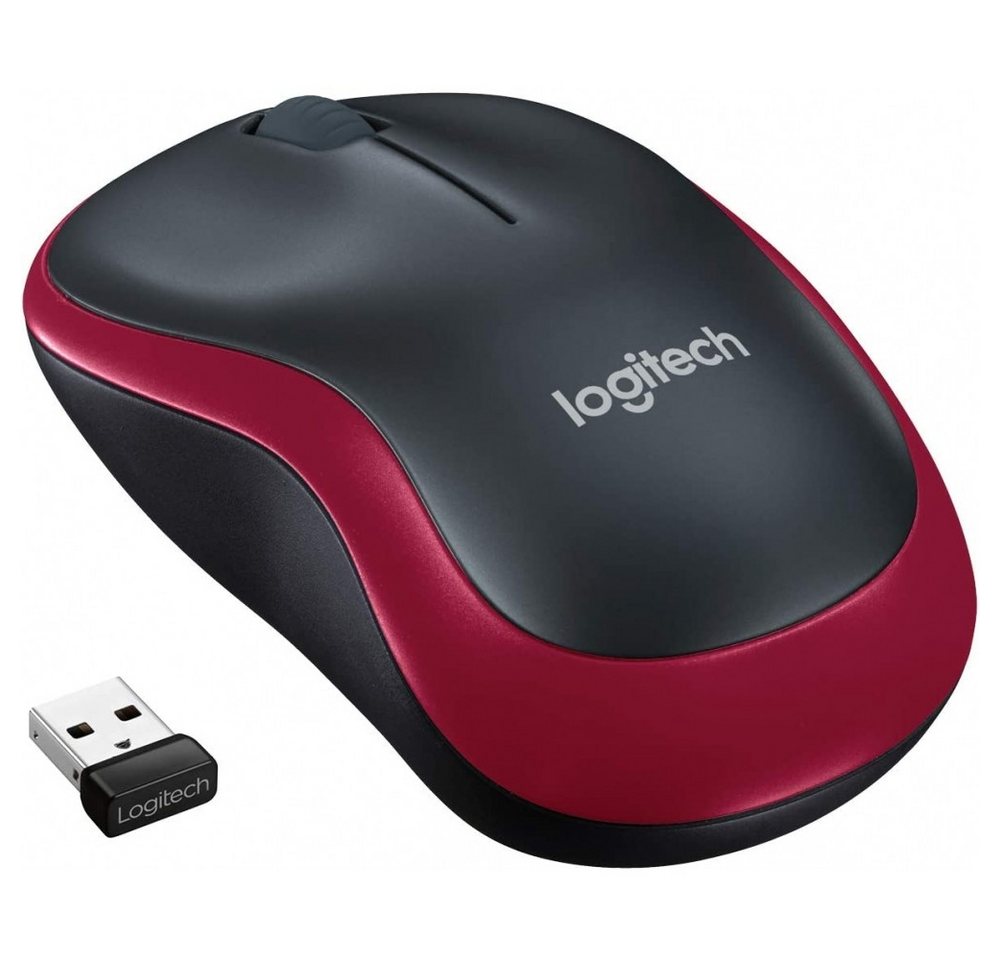 Logitech Logitech M185 Wireless Maus rot - ergonomisch und präzise. Mäuse (Funk-Datentransfer 2.4 GHz, Ergonomische Form für Rechts- und Linkshänder) von Logitech