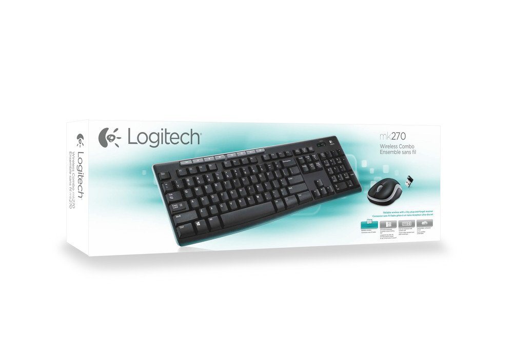 Logitech Logitech MK270 Tastatur RF Wireless QWERTZ Deutsch Schwarz Tastatur- und Maus-Set von Logitech