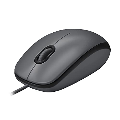 Logitech M100 Kabelgebundene USB-Maus, 3 Tasten, 1000 DPI Optical Tracking, Für Links- und Rechtshänder, Kompatibel mit PC, Mac, Laptop - Grau von Logitech