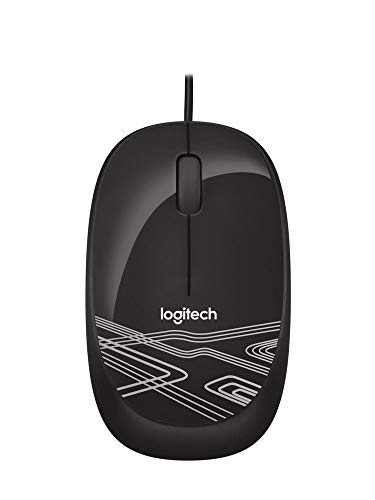 Logitech M105 Maus mit Kabel, 1000 DPI Optischer Sensor, USB-Anschluss, 3 Tasten, Für Links- und Rechtshänder, PC/Mac - Schwarz, Englische Verpackung von Logitech