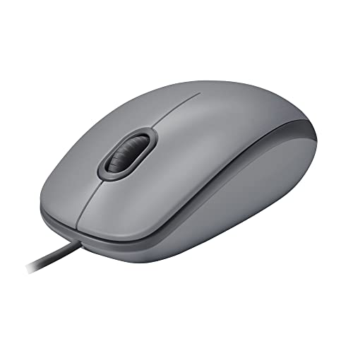 Logitech M110 Kabelgebundene USB-Maus, geräuschlose Tasten, komfortables Design in voller Größe, beidhändig bedienbar PC / Mac / Laptop - Grau von Logitech