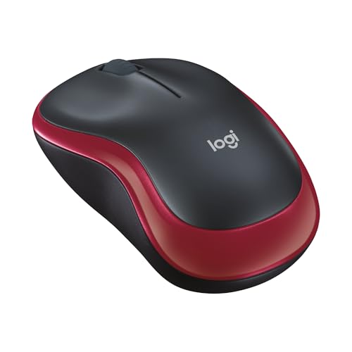 Logitech M185 Kabellose Maus, 2,4 GHz mit USB-Nano-Empfänger, 12 Monate Batterielaufzeit, 1000 DPI Optical Tracking, Für Links- und Rechtshänder, Kompatibel mit PC, Mac, Laptop - Rot von Logitech