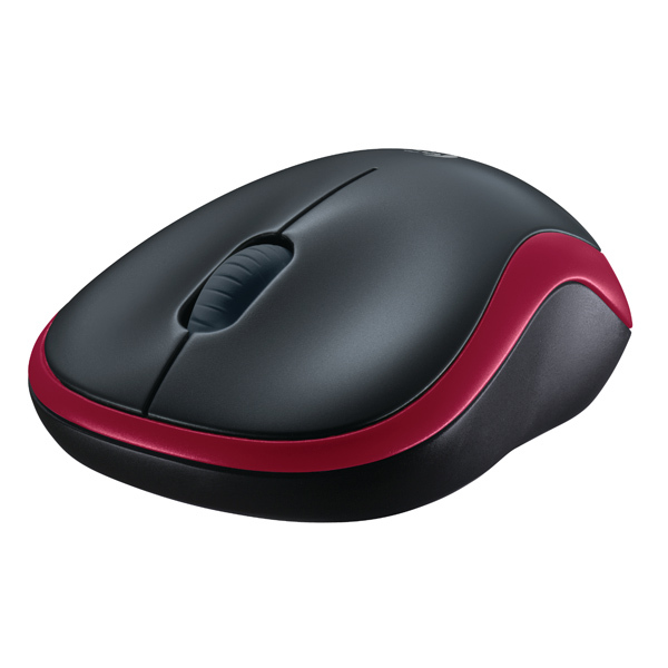 Logitech M185 kabellose optische Maus mit extrem langer Betriebsdauer, Plug&Play, rot-grau von Logitech