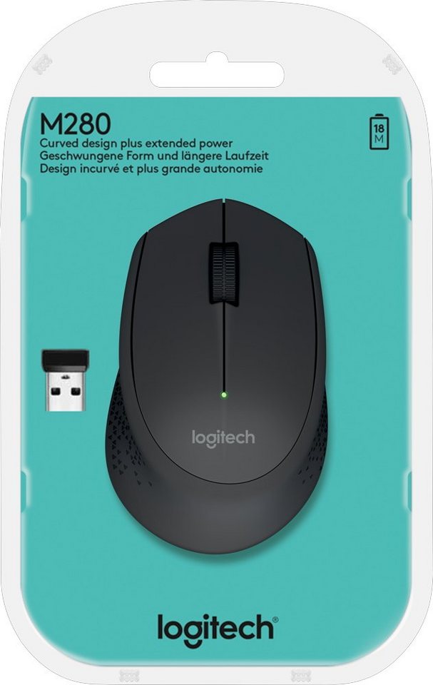 Logitech M280 optisch Wireless kabellos 3 Tasten 1000 dpi schwarz 910-004287 Maus von Logitech