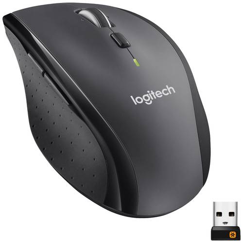 Logitech M705 Marathon Ergonomische Maus Funk Laser Schwarz, Silber 7 Tasten 1000 dpi Ergonomisch von Logitech