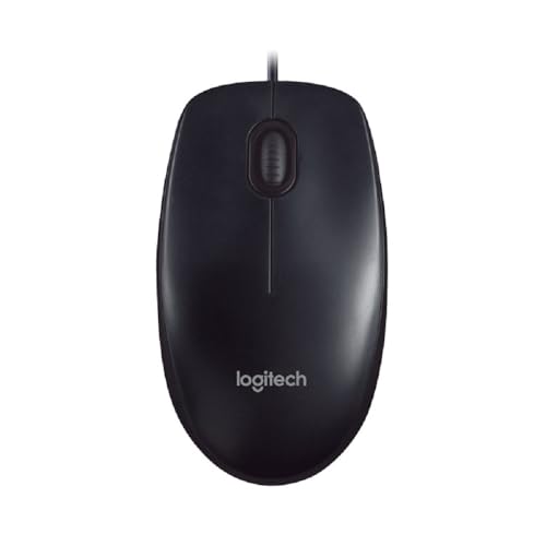 Logitech M90 Maus mit Kabel, 1000 DPI Sensor, USB-Anschluss, 3 Tasten, Für Links- und Rechtshänder, PC/Mac - Grau von Logitech