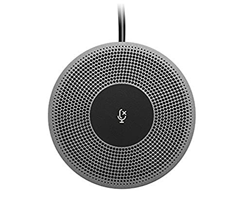 Logitech MEETUP Zusatzmikrofon, Breitband-Audio mit Rauschunterdrückung, Bluetooth, Stummschaltung, LED-Anzeigen, Kompatibel mit MeetUp Videokonferenz-Webcams, Für größere Meetingräume - Schwarz von Logitech Business