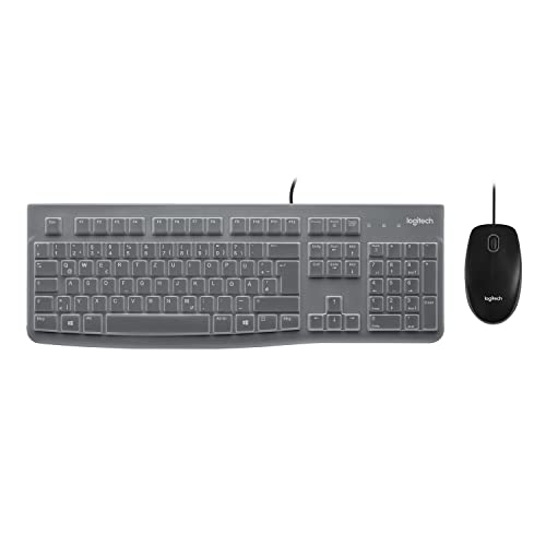 Logitech MK120 Desktop for Education mit Silikonhülle, kabelgebundene Tastatur und Maus für Windows, optische Maus, USB Plug-and-Play, volle Größe, PC/Laptop, Deutsches QWERTZ-Layout - Schwarz von Logitech