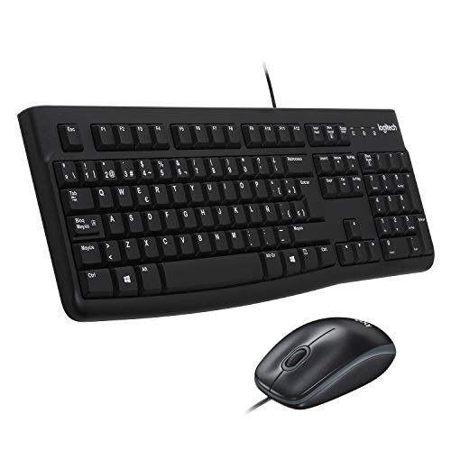 Logitech MK120 Kabelgebundenes Set mit Tastatur und Maus für Windows, Spanisches QWERTY-Layout - Schwarz von Logitech